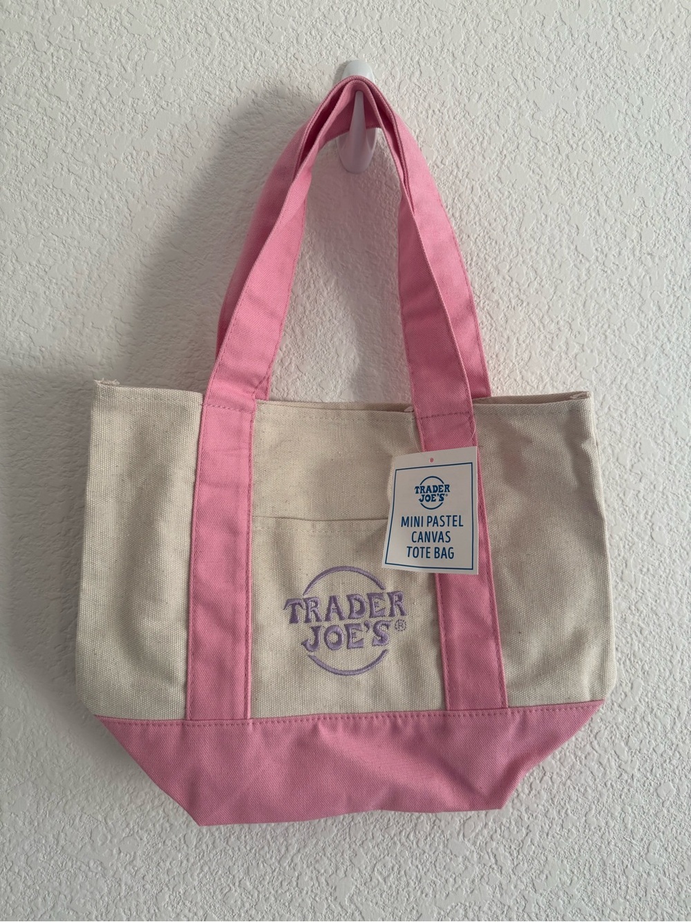 Trader Joe’s Pastel Pink & Cream Mini Canvas Tote Bag